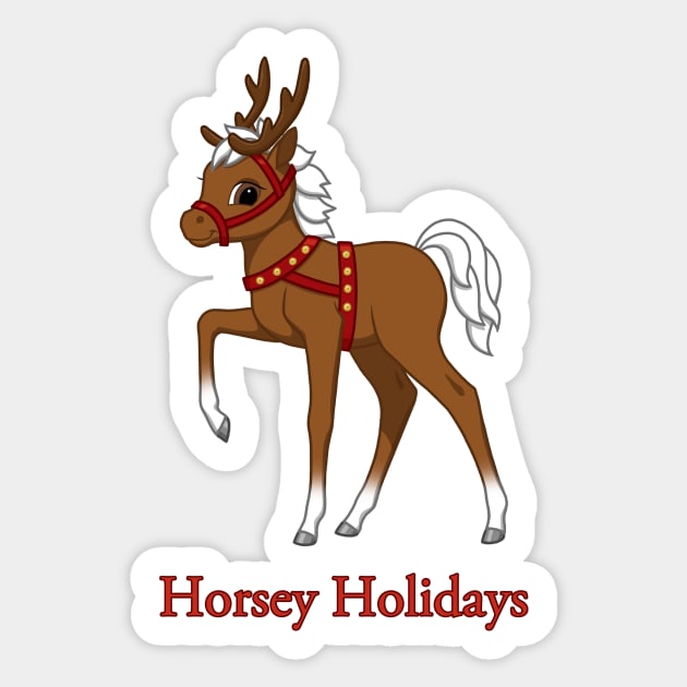 Cute Horse Foal Christmas Reindeer Costume Sticker by csforest